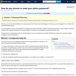 How do you recover or reset your admin password?
