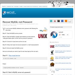 Recover MySQL root password