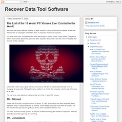 Recover Data Tool Software: The List of the 10 Worst PC Viruses Ever Existed in the World