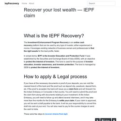 Recover your lost wealth — IEPF claim - iepfrecovery
