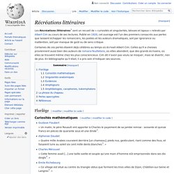 Récréations littéraires