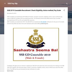 SSB 2019 Constable Recruitment: Check Eligibility, choice method, Pay Scale