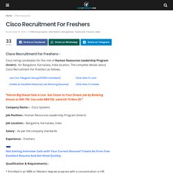 Cisco Recruitment For Freshers - Jobs4fresher.com - Latest Jobs Updates For Freshers And Experienced