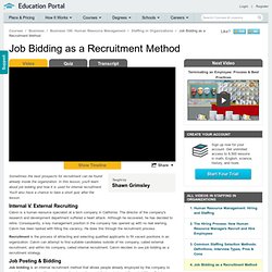 Job Bidding as a Recruitment Method - Human Resource Management Video