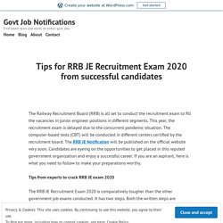 Tips for RRB JE Recruitment Exam 2020 from successful candidates – Govt Job Notifications