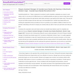 Require Assistant Manager At Scandal Joyce Banda Job Opening in Blackheath, Western Cape - Scandal Joyce Banda Recruitment 2017 - SouthAfricaJobs99.com