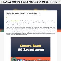 Canara Bank SO Recruitment for Specialist Officer