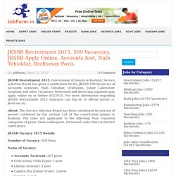 JKSSB Recruitment 2015, 509 Vacancies Apply Online