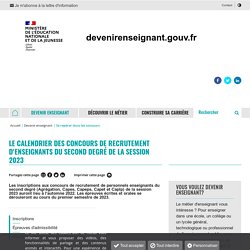 Calendrier des concours de recrutement d'enseignants du second degré de la session 2022