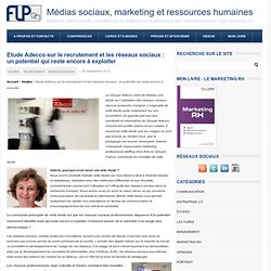 marketing et ressources humaines Etude Adecco sur le recrutement et les réseaux sociaux : un potentiel qui reste encore à exploiter