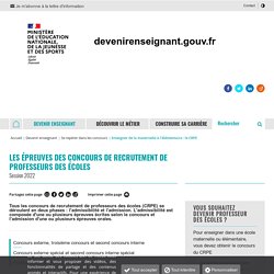 Les épreuves des concours de recrutement de professeurs des écoles