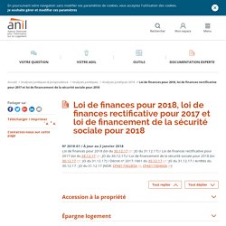 Loi de finances rectificative pour 2017 et loi de financement de la sécurité sociale pour 2018 : logement - 02/01/18