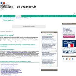 Covid 19 et "infox" - Rectorat de l'académie de Besançon
