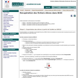 Récupération des fichiers élèves dans BCDI