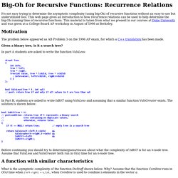 Big-Oh for Recursive Functions: Recurrence Relations