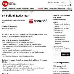 Sr. Politiek Redacteur - BNNVARA, Hilversum / Villamedia