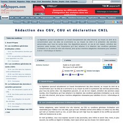 Rédaction des CGV, CGU et déclaration CNIL