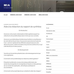 Aide à la rédaction du rapport de synthèse – mia