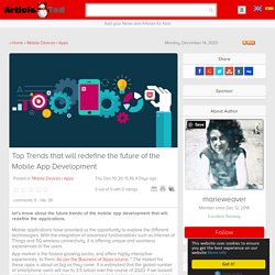 Top Trends that will redefine the future of the Mobile App Development Article