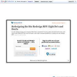 Strategy - Redesigning the Site Redesign RFP: Eight Do's and Don'ts