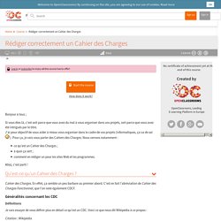 Rédiger correctement un Cahier des Charges