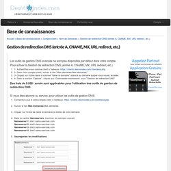 Gestion de redirection DNS (entrée A, CNAME, MX, URL redirect, etc.) - Base de connaissances - DesMondes.com inc.