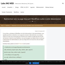 Redirection vers la page d’accueil WordPress suite à votre déconnexion