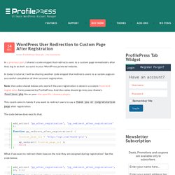 WordPress User Redirection to Custom Page After Registration