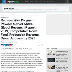Redispersible Polymer Powder Market Share, Global Research Report 2019, Competative News Feed, Production Revenue, Driver Analysis by 2023