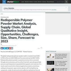 Redispersible Polymer Powder Market Analysis, Supply Chain, Global Qualitative Insight, Opportunities, Challenges, Size, Share, Forecast to 2023
