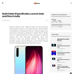 Redmi Note 8 Specification, Launch Date and Price in India