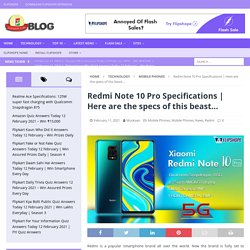 Redmi Note 10 Pro Specifications