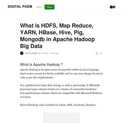 What is HDFS, Map Reduce, YARN, HBase, Hive, Pig, Mongodb in Apache Hadoop Big Data