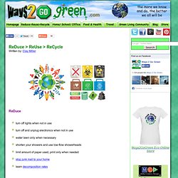 Reduce, Reuse, Recycle - Ways2GoGreen.com