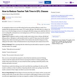 How to Reduce Teacher Talk Time in EFL Classes