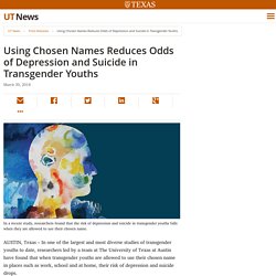 Using Chosen Names Reduces Odds of Depression and Suicide in Transgender Youths
