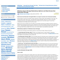 Windows Azure Storage Redundancy Options and Read Access Geo Redundant Storage - Microsoft Azure Storage Team Blog - Site Home - MSDN Blogs