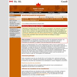 SANTE CANADA - 2011 - Consultation sur le diméthoate, projet de décision de réévaluation PRVD2011-12