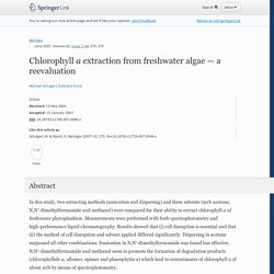 Chlorophyll a extraction from freshwater algae — a reevaluation