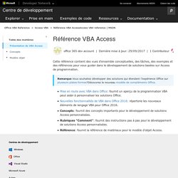 Référence VBA AccessAccess VBA reference