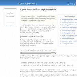 A printf format reference page (cheat sheet)