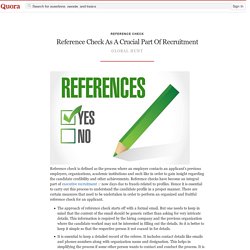 Reference Check As A Crucial Part Of Recruitment