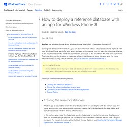 How to deploy a reference database with an app for Windows Phone