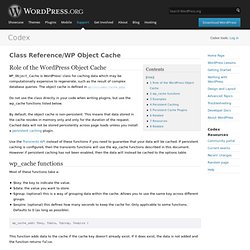 Class Reference/WP Object Cache