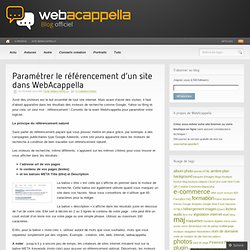 Paramétrer le référencement d’un site dans WebAcappella