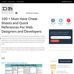 100 + Must Have Cheat Sheets and Quick References For Web Designers and Developers