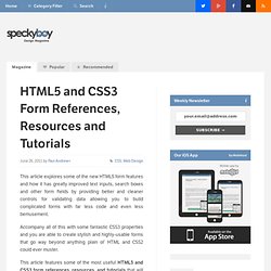 HTML5 and CSS3 Form References, Resources and Tutorials