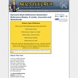 Harvard Reference Generator Tool: Harvard/APA Referencing created for essays, reports and dissertations