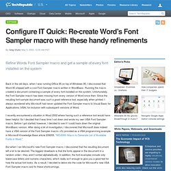 Configure IT Quick: Re-create Word's Font Sampler macro with these handy refinements