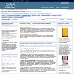 Reflection paper - WEBD 495: Web Development Capstone - LibGuides at Franklin University